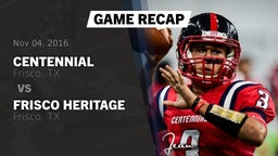 Recap: Centennial  vs. Frisco Heritage  2016