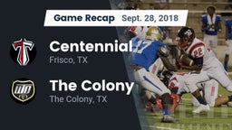 Recap: Centennial  vs. The Colony  2018