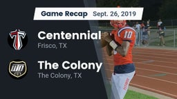 Recap: Centennial  vs. The Colony  2019