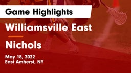 Williamsville East  vs Nichols  Game Highlights - May 18, 2022