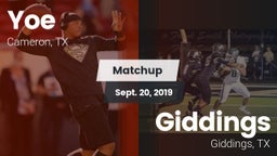 Matchup: Yoe  vs. Giddings  2019