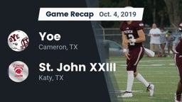 Recap: Yoe  vs. St. John XXIII  2019