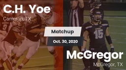 Matchup: Yoe  vs. McGregor  2020