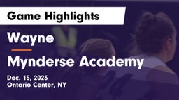Wayne  vs Mynderse Academy Game Highlights - Dec. 15, 2023