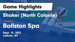 Shaker  (North Colonie) vs Ballston Spa  Game Highlights - Sept. 15, 2022