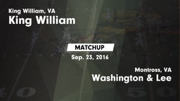 Matchup: King William High vs. Washington & Lee  2016