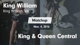 Matchup: King William High vs. King & Queen Central 2016