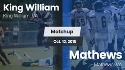 Matchup: King William High vs. Mathews  2018