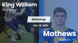 Matchup: King William High vs. Mathews  2019