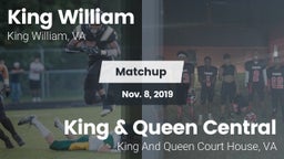 Matchup: King William High vs. King & Queen Central  2019