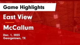 East View  vs McCallum  Game Highlights - Dec. 1, 2023