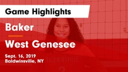 Baker  vs West Genesee  Game Highlights - Sept. 16, 2019