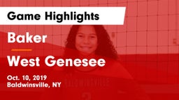 Baker  vs West Genesee Game Highlights - Oct. 10, 2019