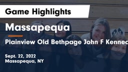 Massapequa  vs Plainview Old Bethpage John F Kennedy  Game Highlights - Sept. 22, 2022