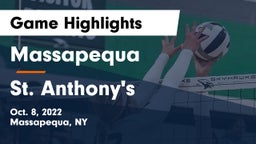 Massapequa  vs St. Anthony's  Game Highlights - Oct. 8, 2022