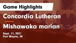Concordia Lutheran  vs Mishawaka marian Game Highlights - Sept. 11, 2021
