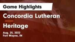 Concordia Lutheran  vs Heritage  Game Highlights - Aug. 25, 2022