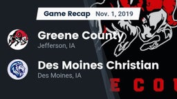 Recap: Greene County  vs. Des Moines Christian  2019