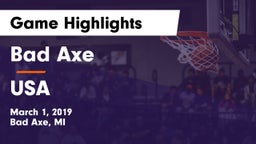 Bad Axe  vs USA Game Highlights - March 1, 2019