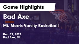 Bad Axe  vs Mt. Morris Varsity Basketball Game Highlights - Dec. 22, 2023
