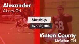 Matchup: Alexander High vs. Vinton County  2016