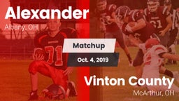 Matchup: Alexander High vs. Vinton County  2019