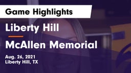 Liberty Hill  vs McAllen Memorial  Game Highlights - Aug. 26, 2021