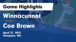 Winnacunnet  vs Coe Brown Game Highlights - April 27, 2022