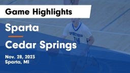 Sparta  vs Cedar Springs  Game Highlights - Nov. 28, 2023