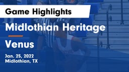 Midlothian Heritage  vs Venus  Game Highlights - Jan. 25, 2022