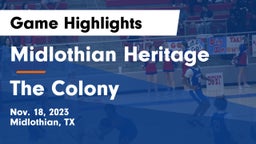 Midlothian Heritage  vs The Colony  Game Highlights - Nov. 18, 2023