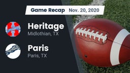 Recap: Heritage  vs. Paris  2020