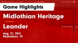 Midlothian Heritage  vs Leander  Game Highlights - Aug. 27, 2021