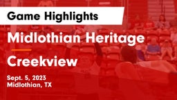 Midlothian Heritage  vs Creekview  Game Highlights - Sept. 5, 2023