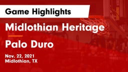 Midlothian Heritage  vs Palo Duro  Game Highlights - Nov. 22, 2021