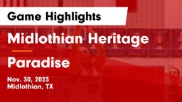 Midlothian Heritage  vs Paradise  Game Highlights - Nov. 30, 2023