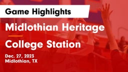 Midlothian Heritage  vs College Station  Game Highlights - Dec. 27, 2023