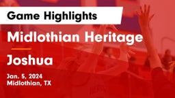 Midlothian Heritage  vs Joshua  Game Highlights - Jan. 5, 2024