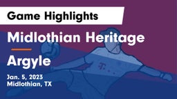 Midlothian Heritage  vs Argyle  Game Highlights - Jan. 5, 2023