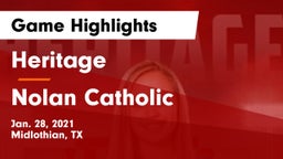 Heritage  vs Nolan Catholic  Game Highlights - Jan. 28, 2021