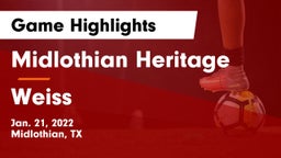 Midlothian Heritage  vs Weiss  Game Highlights - Jan. 21, 2022