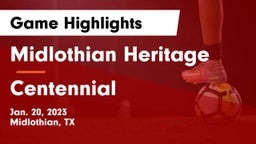 Midlothian Heritage  vs Centennial  Game Highlights - Jan. 20, 2023