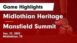 Midlothian Heritage  vs Mansfield Summit  Game Highlights - Jan. 27, 2023