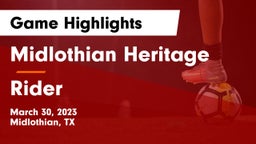 Midlothian Heritage  vs Rider  Game Highlights - March 30, 2023