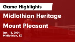 Midlothian Heritage  vs Mount Pleasant  Game Highlights - Jan. 13, 2024