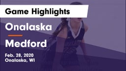 Onalaska  vs Medford  Game Highlights - Feb. 28, 2020