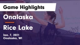 Onalaska  vs Rice Lake  Game Highlights - Jan. 7, 2021