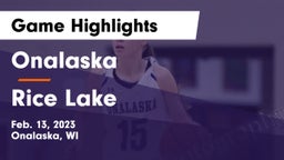 Onalaska  vs Rice Lake  Game Highlights - Feb. 13, 2023