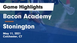 Bacon Academy  vs Stonington Game Highlights - May 11, 2021