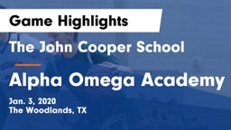 The John Cooper School vs Alpha Omega Academy  Game Highlights - Jan. 3, 2020